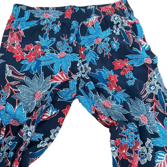 J Jill Sarasa Wide Leg Crop Pant + Ruffle Linen Top Tropical Print Co-or… - Picture 13 of 16